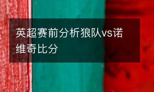 英超賽前分析狼隊(duì)vs諾維奇比分